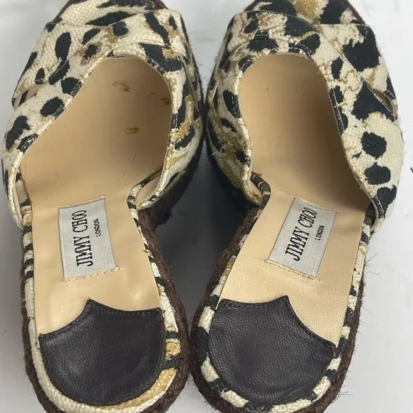 Jimmy Choo Canvas Colorblock Pattern Espadrilles Wedge Heels