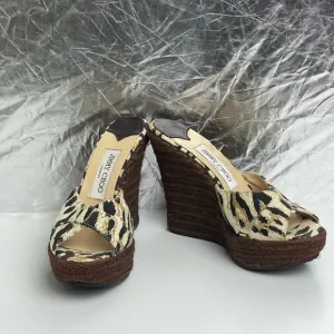 Jimmy Choo Canvas Colorblock Pattern Espadrilles Wedge Heels