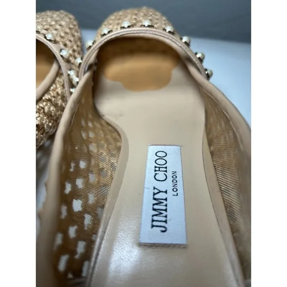 Jimmy Choo Dellena Flats Pink Nappa Leather Pearl Studs Size 9 | Box Included