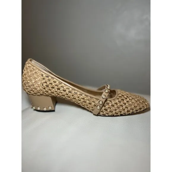 Jimmy Choo Dellena Flats Pink Nappa Leather Pearl Studs Size 9 | Box Included