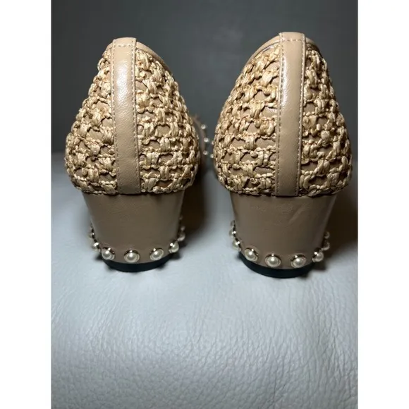 Jimmy Choo Dellena Flats Pink Nappa Leather Pearl Studs Size 9 | Box Included