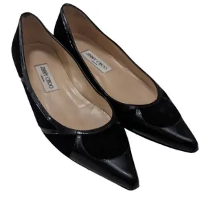 Jimmy Choo Suede Patent Leather Flats Black Pointy Toe EU39.5/US8