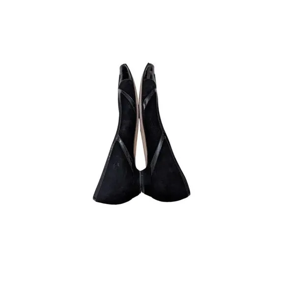 Jimmy Choo Suede Patent Leather Flats Black Pointy Toe EU39.5/US8