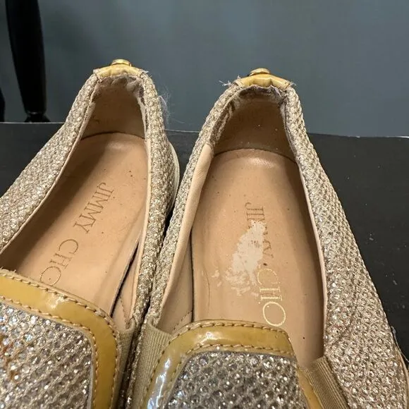 Jimmy Choo Womens Mesh Overlay Metallic Slip On Sneakers Size 37