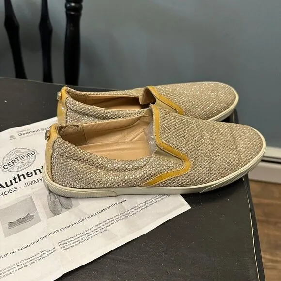 Jimmy Choo Womens Mesh Overlay Metallic Slip On Sneakers Size 37