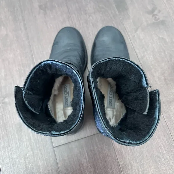 Jimmy Choo Youth Buckled Crinkled-Leather Black Ankle Boots Size 37