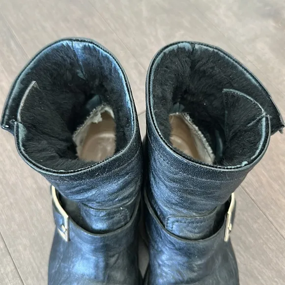Jimmy Choo Youth Buckled Crinkled-Leather Black Ankle Boots Size 37