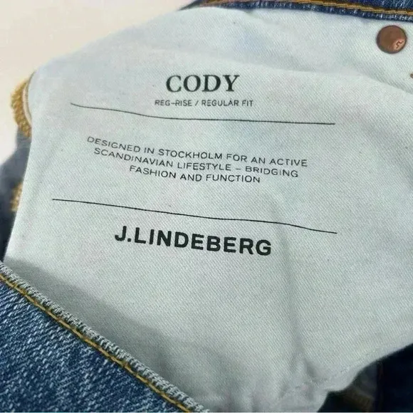J.LINDEBERG JEANS MENS 31X32 WASH SLIM FIT DESIGNER PREMIUM DENIM NWT CODY SLUB
