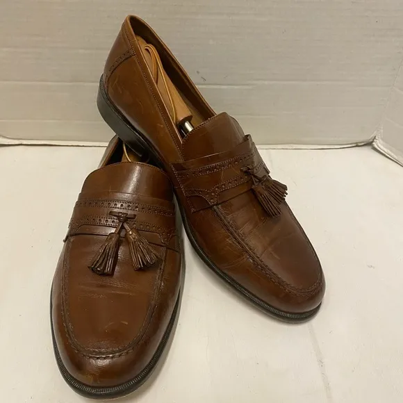 J.Murphy Brown Leather Loafers With Tassel Sz Mens 12 W