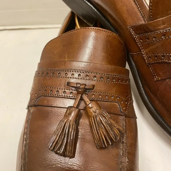 J.Murphy Brown Leather Loafers With Tassel Sz Mens 12 W