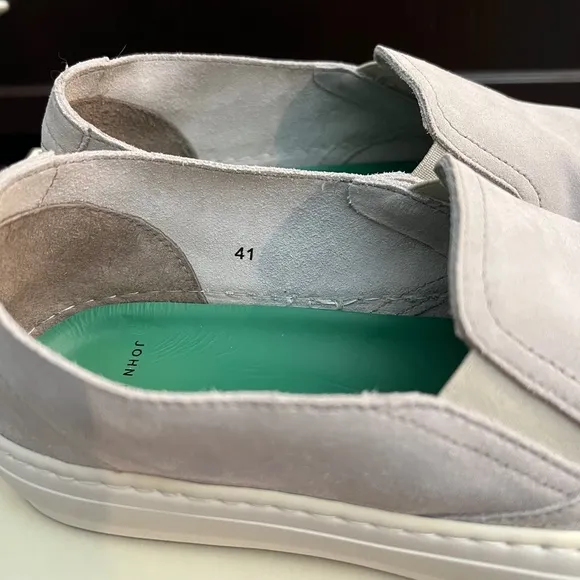 JOHN ELLIOTT Moon Grey Haze Low-Top Seude Slip-On Sneakers 41 NIB 9.5 10
