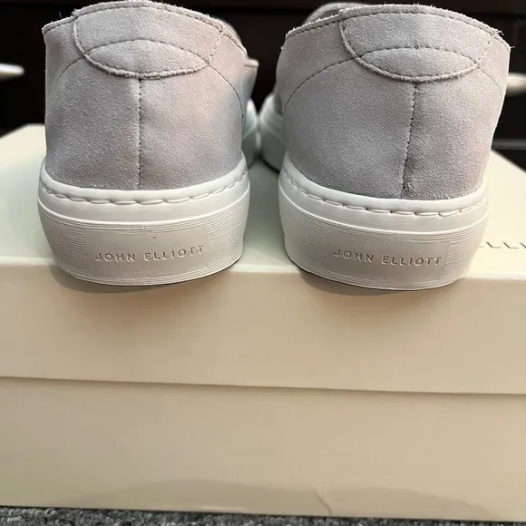 JOHN ELLIOTT Moon Grey Haze Low-Top Seude Slip-On Sneakers 41 NIB 9.5 10