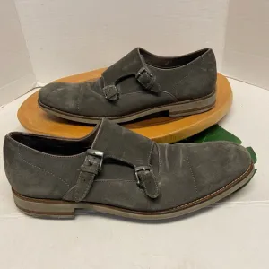John Varvatos Smokey Grey Leather Buckled Oxford Loafers
