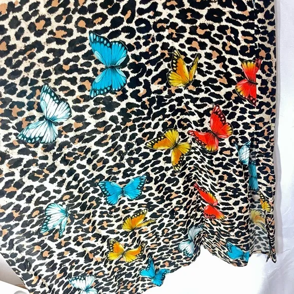 Johnny Was Butterfly Wild Kimono Robe Blue White  Print Belted Coverup
