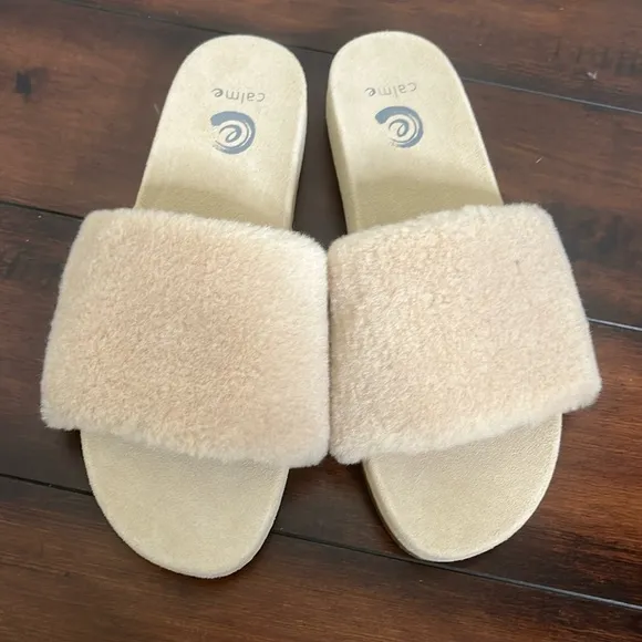 Johnny Was Calme Faux Fur Slide Women's size 10 New