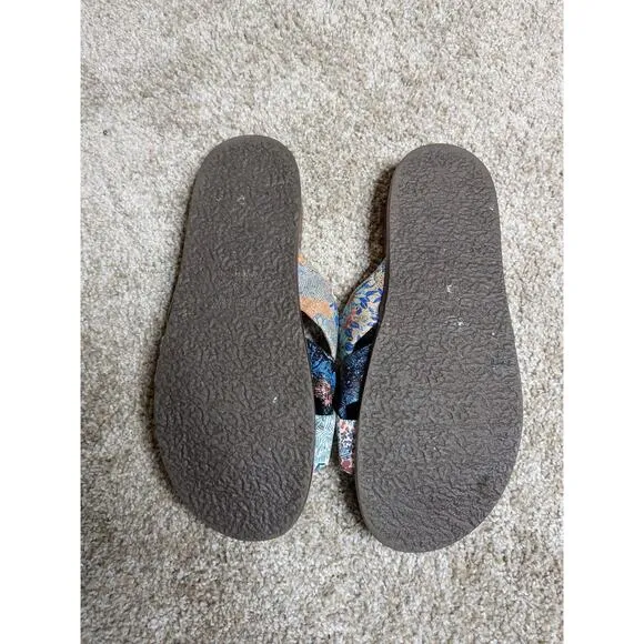 Johnny Was Sunny Garden Twist Sandal Slides size 9 US floral leather upper