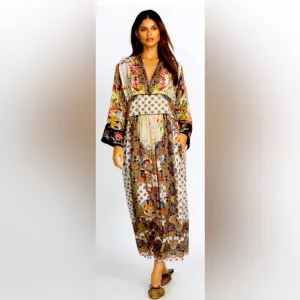 JOHNNY WAS Tierra Zonia midi dress XS