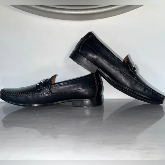 Johnston &amp; Murphy 20 3345 Men’s Sheepskin Black Leather Loafers 9.5M Like new
