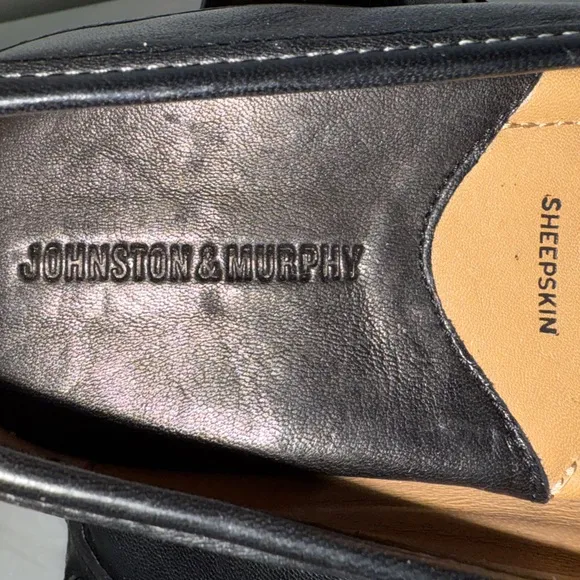 Johnston &amp; Murphy 20 3345 Men’s Sheepskin Black Leather Loafers 9.5M Like new