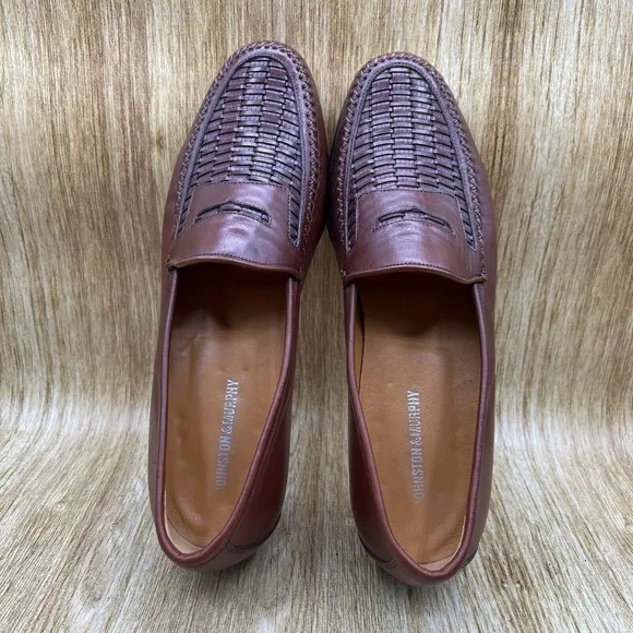 Johnston &amp; Murphy Basket Weave Penny Loafers Men's Size 11 Casual Shoes Brown
