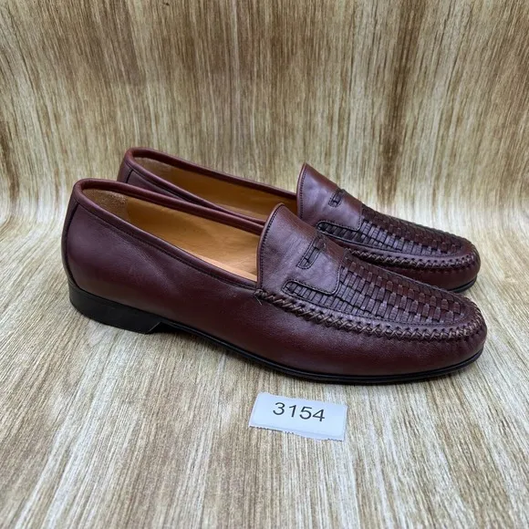 Johnston &amp; Murphy Basket Weave Penny Loafers Men's Size 11 Casual Shoes Brown