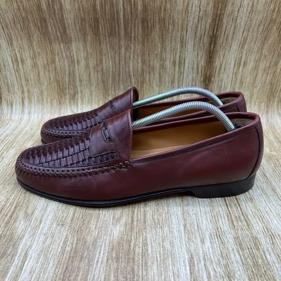 Johnston &amp; Murphy Basket Weave Penny Loafers Men's Size 11 Casual Shoes Brown