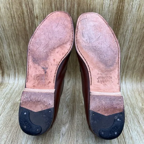 Johnston &amp; Murphy Basket Weave Penny Loafers Men's Size 11 Casual Shoes Brown