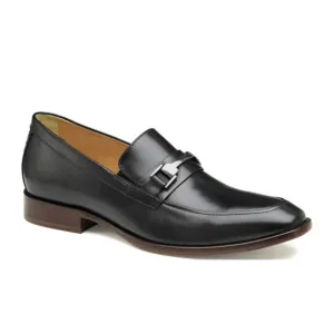 Johnston &amp; Murphy Black Leather Loafers Dress Shoes Silver Buckle Size 10.5