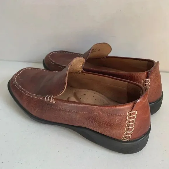 Johnston &amp; Murphy Camel Brown Buttery Soft Leather 9M Oxford Loafers Shoes EUC!