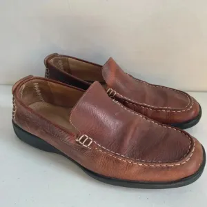 Johnston &amp; Murphy Camel Brown Buttery Soft Leather 9M Oxford Loafers Shoes EUC!