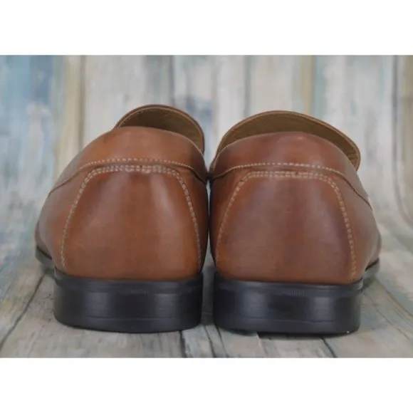 Johnston &amp; Murphy Cresswell Men's Size 9 Weave Woven Brown Leather Loafers NICE