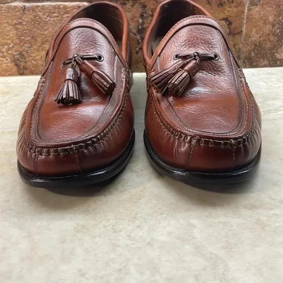 Johnston &amp; Murphy Loafers Tassel Casual Leather Italy Slip On Brown Size 11M