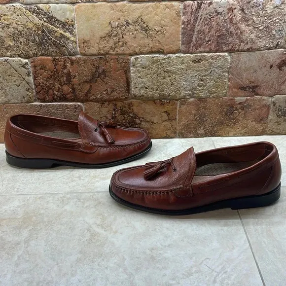 Johnston &amp; Murphy Loafers Tassel Casual Leather Italy Slip On Brown Size 11M