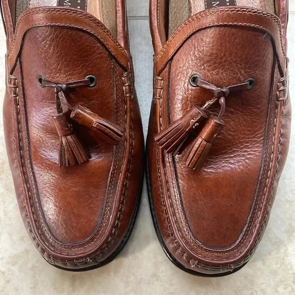 Johnston &amp; Murphy Loafers Tassel Casual Leather Italy Slip On Brown Size 11M