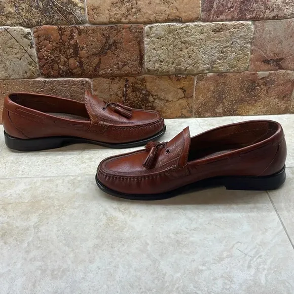Johnston &amp; Murphy Loafers Tassel Casual Leather Italy Slip On Brown Size 11M