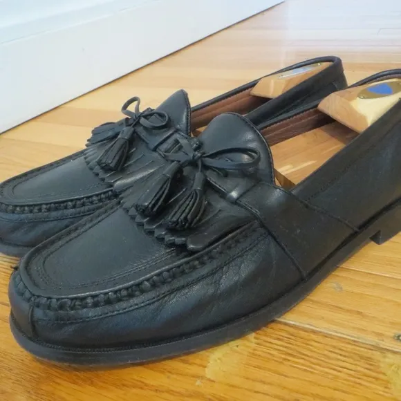 Johnston &amp; Murphy Mens Black Leather Tassel Loafer