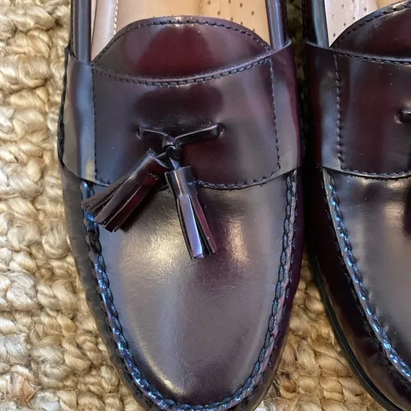 Johnston &amp; Murphy Mens Burgundy Leather Tassel Loafers Size 12M 15-1094