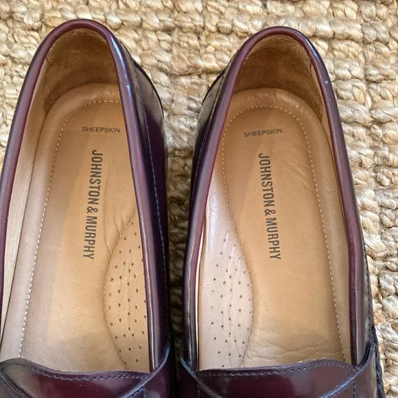 Johnston &amp; Murphy Mens Burgundy Leather Tassel Loafers Size 12M 15-1094