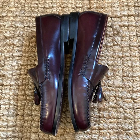 Johnston &amp; Murphy Mens Burgundy Leather Tassel Loafers Size 12M 15-1094
