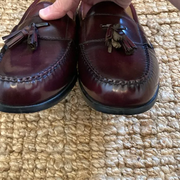 Johnston &amp; Murphy Mens Burgundy Leather Tassel Loafers Size 12M 15-1094