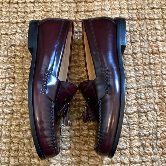 Johnston &amp; Murphy Mens Burgundy Leather Tassel Loafers Size 12M 15-1094