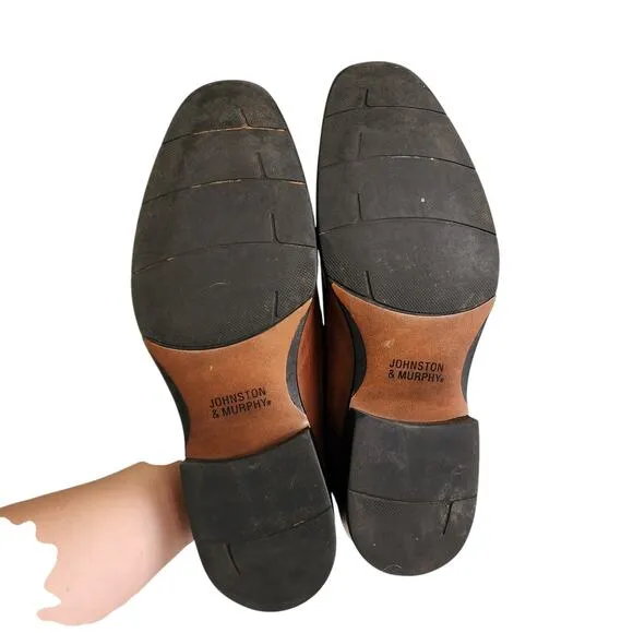 Johnston &amp; Murphy Mens Sheepskin Leather Loafers Size 11 Cognac Brown #20-3482
