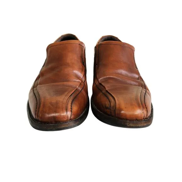 Johnston &amp; Murphy Mens Sheepskin Leather Loafers Size 11 Cognac Brown #20-3482