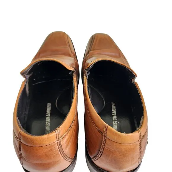 Johnston &amp; Murphy Mens Sheepskin Leather Loafers Size 11 Cognac Brown #20-3482