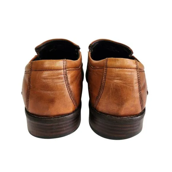 Johnston &amp; Murphy Mens Sheepskin Leather Loafers Size 11 Cognac Brown #20-3482