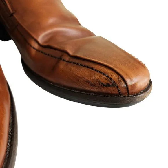 Johnston &amp; Murphy Mens Sheepskin Leather Loafers Size 11 Cognac Brown #20-3482