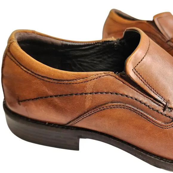Johnston &amp; Murphy Mens Sheepskin Leather Loafers Size 11 Cognac Brown #20-3482