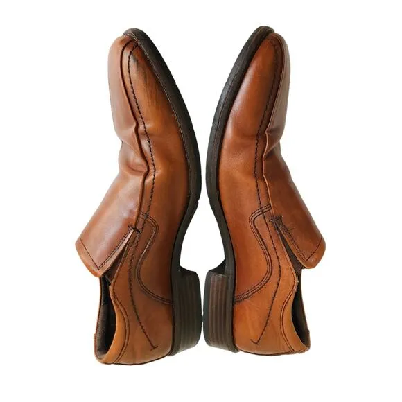 Johnston &amp; Murphy Mens Sheepskin Leather Loafers Size 11 Cognac Brown #20-3482