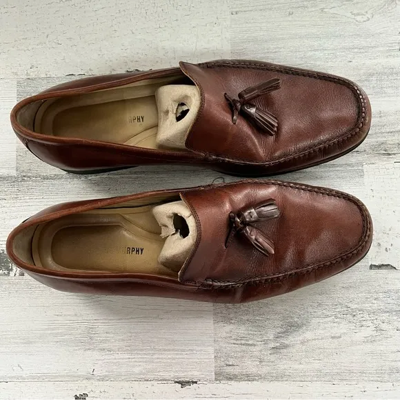 Johnston &amp; Murphy Men’s Tassel Slip On Loafers Chestnut Brown Size 13