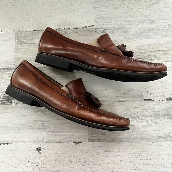 Johnston &amp; Murphy Men’s Tassel Slip On Loafers Chestnut Brown Size 13